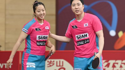 임종훈 - 신유빈 '나이스!' '2025 국제탁구연맹(ITTF) 세계선수권대회'