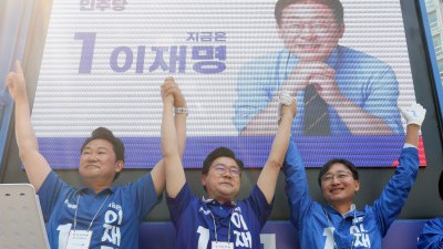 이재명 후보 지원사격 나선 박찬대 상임선대위원장