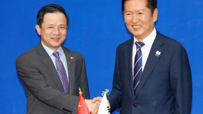 다이빙 주한중국대사 접견한 정청래 민주당 대표