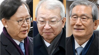 양승태·박병대·고영한, 2심 선고 공판 출석