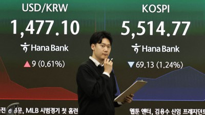 이란 전쟁 확전 불안감 코스피 하락...달러/원 환율 상승 출발 