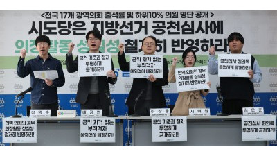 전국 17개 광역의회 출석률 및 하위의원 발표