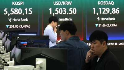 코스피 4%대 급락… '매도 사이드카 발동'